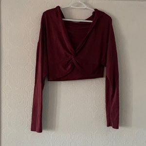 Hooded cropped Fabletics work out long sleeve